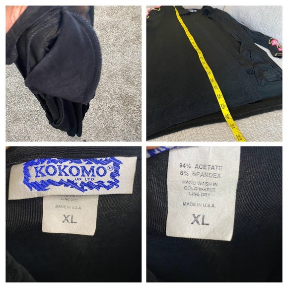 Kokomo Slingy Black Floral Open Front Vintage Cardigan XL - Picture 3 of 4